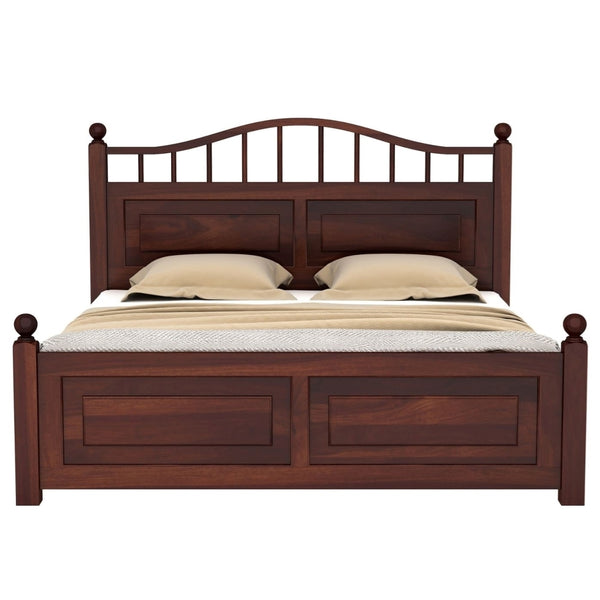 Sayan Solid Wood Queen Size Non Storage Bed In Walnut Finish