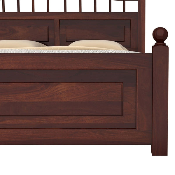 Sayan Solid Wood Queen Size Non Storage Bed In Walnut Finish