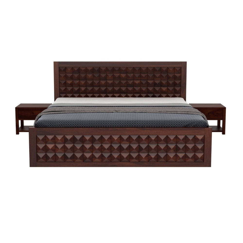Venturi Solid Wood Queen Size Non Storage Bed In Walnut Finish