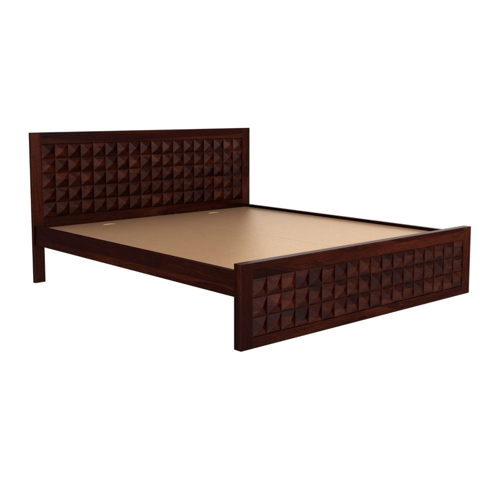 Venturi Solid Wood Queen Size Non Storage Bed In Walnut Finish