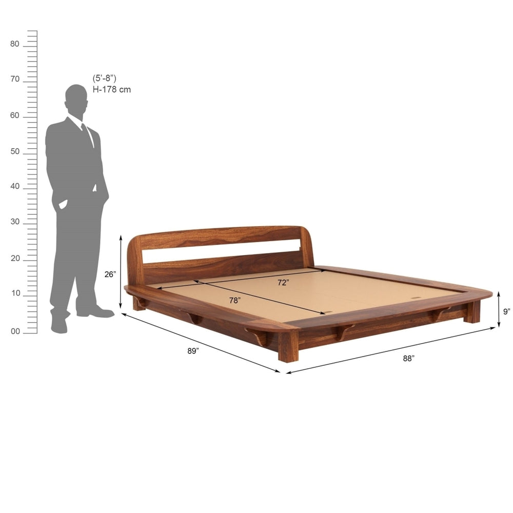 Wilbur Solid Wood King Size Non Storage Bed In Teak Finish