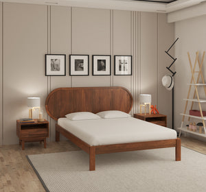 Orren Mango Wood Queen Size Bed In Provincial Teak Finish Without Storage (60 x 78 inches)