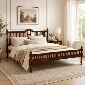 Nilaya Sheesham Wood Queen Size Bed In Honey Oak Finish (60 - 78 inch Mattress Size)