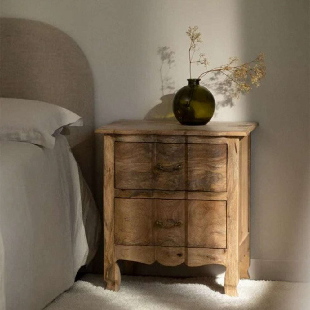 Bespoke Solid wood 2 Drawer bedside in Natural Finish