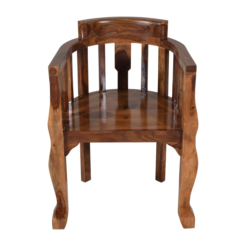 Puchu Sheesham Wood Arm Chair In Honey Oak Finish