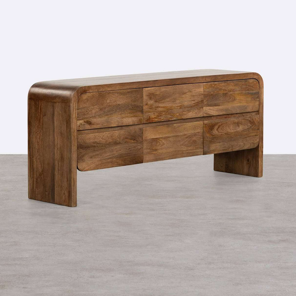 Stigen Solid Mango Wood Sideboard with 6 Drawers in Provincial teak Finish