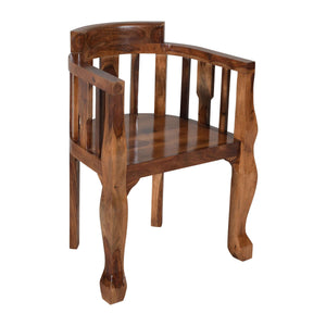 Puchu Sheesham Wood Arm Chair In Honey Oak Finish