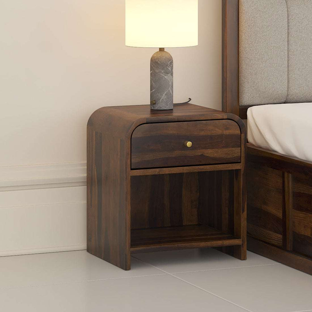 Yashvi Solid wood one Drawer bedside in Provincial Teak