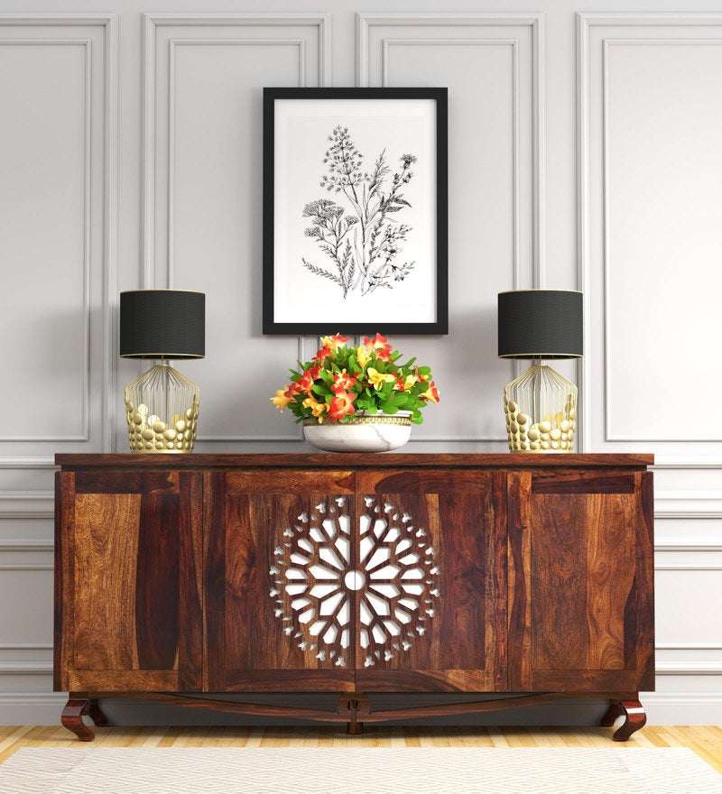 Amoga Sheesham Wood Sideboard In Provincial Teak Finish