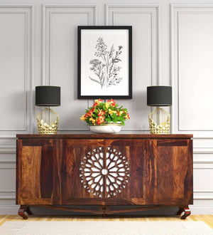 Amoga Sheesham Wood Sideboard In Provincial Teak Finish