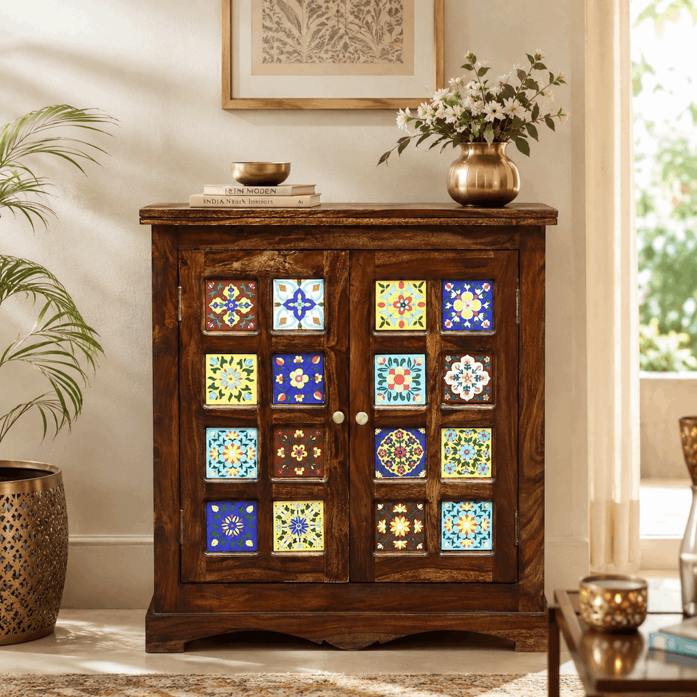 Rangrez Sheesham Wood Cabinet In Provincial Teak Finish