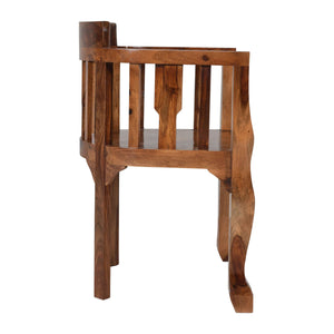 Puchu Sheesham Wood Arm Chair In Honey Oak Finish