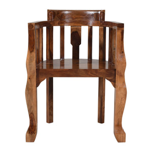 Puchu Sheesham Wood Arm Chair In Honey Oak Finish