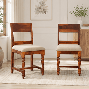 Rangrez Sheesham Wood Dining Chair In Honey Oak Finish (Set Of 2)