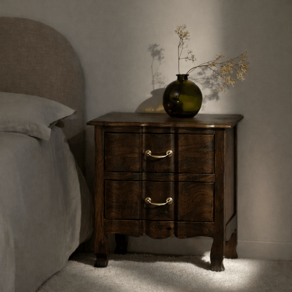 Bespoke Solid wood 2 Drawer bedside in Walnut Finish