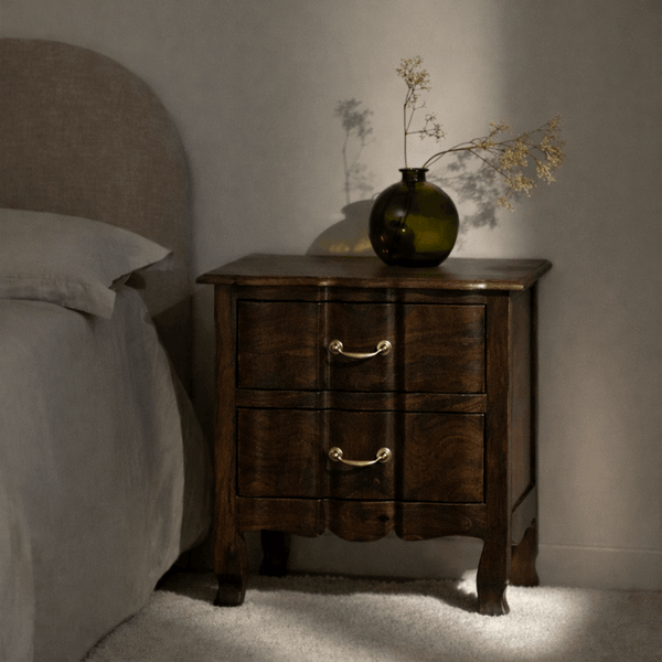 Bespoke Solid wood 2 Drawer bedside in Walnut Finish