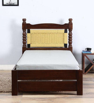 Rapipa Sheesham Wood Single Size Bed In Teak Finish With Non Storage (36x 78 inches)