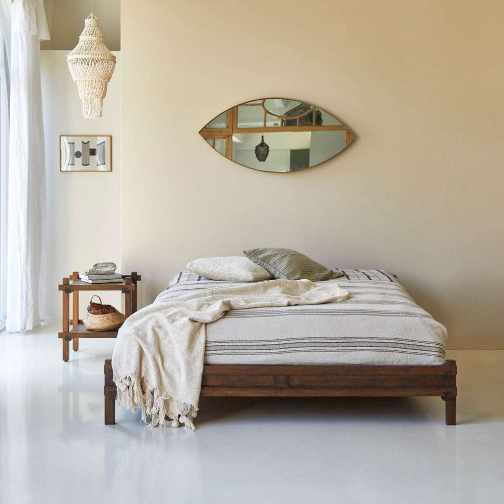 Quinlynn Solid wood Queen Size Bed in Provincial Teak Finish (Matrress Size 60-78 inches )