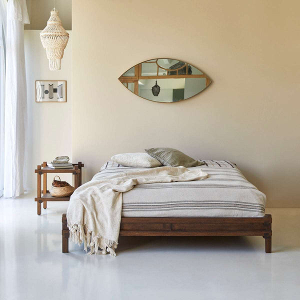 Quinlynn Solid wood Queen Size Bed in Provincial Teak Finish (Matrress Size 60-78 inches )