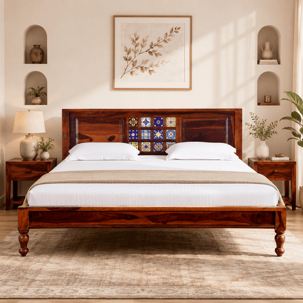 Rangrez Solid Wood King Size Bed In Honey Oak Finish (72 - 78 inch Mattress Size)