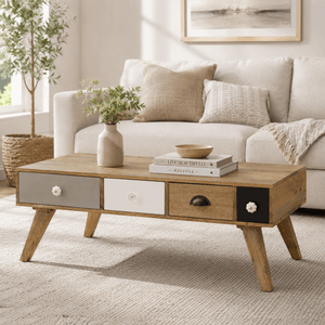 Herman Solid Wood Coffee Table In Natural Finish By Bohemiana