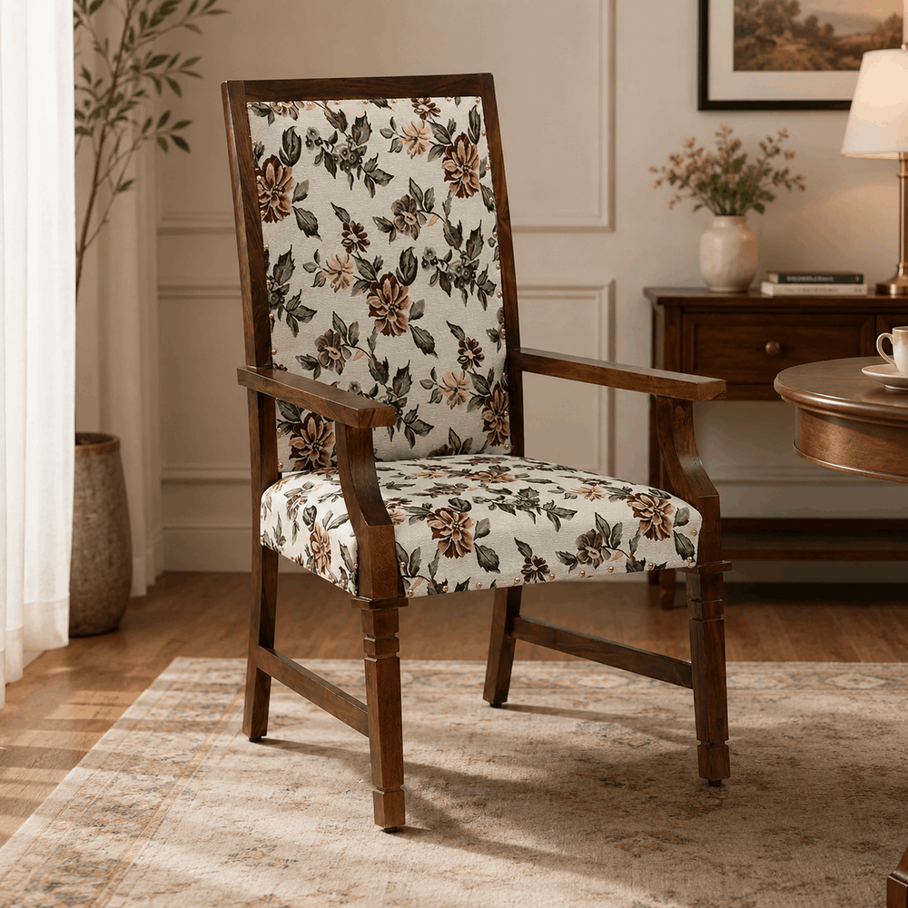 Brotton Sheesham Wood Arm Chair In Provincial Teak Finish