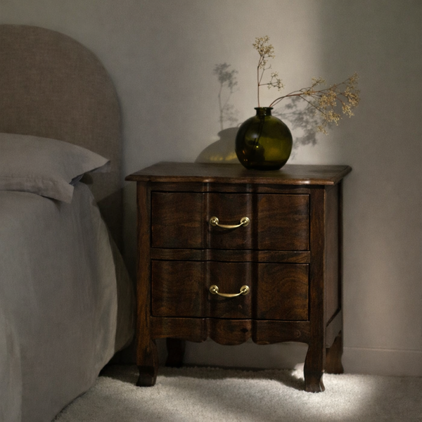 Bespoke Solid wood 2 Drawer bedside in Walnut Finish