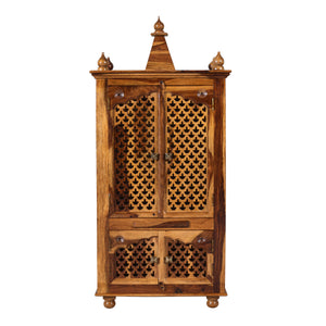 ium Sheesham Wood Prayer Unit in Teak Finish