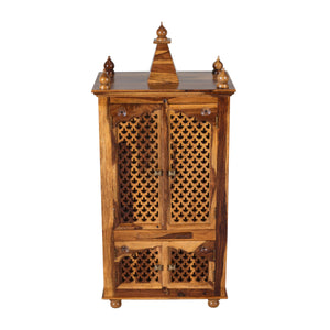 ium Sheesham Wood Prayer Unit in Teak Finish