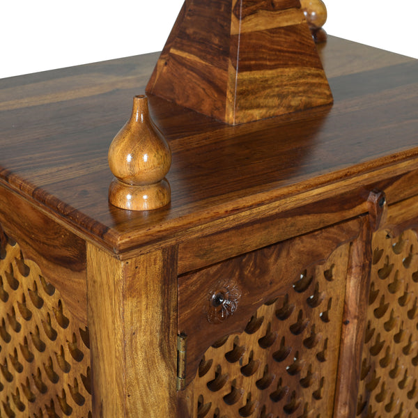ium Sheesham Wood Prayer Unit in Teak Finish