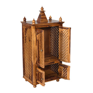 ium Sheesham Wood Prayer Unit in Teak Finish