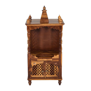 Phiv Sheesham Wood Prayer Unit in Teak Finish