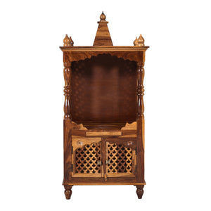 Phiv Sheesham Wood Prayer Unit in Teak Finish