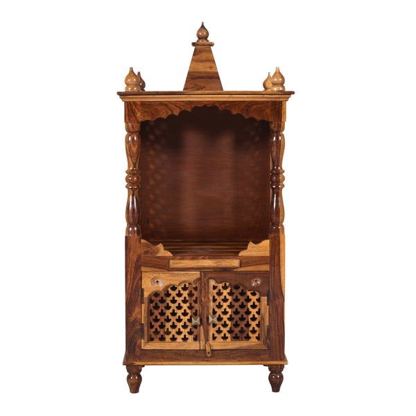 Phiv Sheesham Wood Prayer Unit in Teak Finish