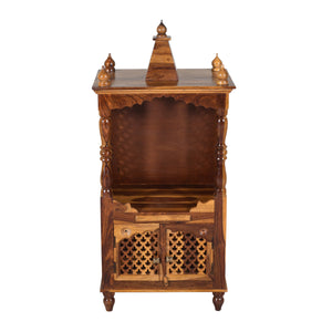 Phiv Sheesham Wood Prayer Unit in Teak Finish