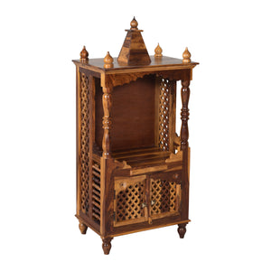 Phiv Sheesham Wood Prayer Unit in Teak Finish