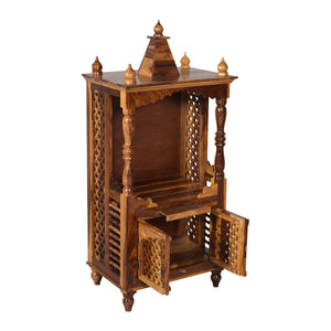 Phiv Sheesham Wood Prayer Unit in Teak Finish