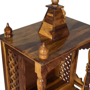 Phiv Sheesham Wood Prayer Unit in Teak Finish