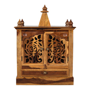 Jam Sheesham Wood Prayer Unit in Teak Finish