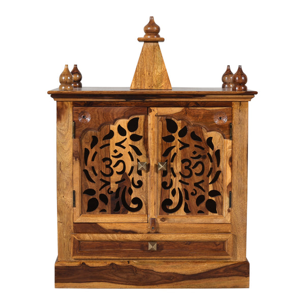 Jam Sheesham Wood Prayer Unit in Teak Finish