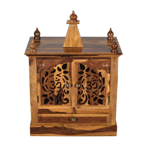 Jam Sheesham Wood Prayer Unit in Teak Finish