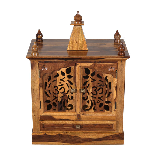 Jam Sheesham Wood Prayer Unit in Teak Finish