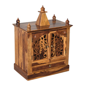 Jam Sheesham Wood Prayer Unit in Teak Finish