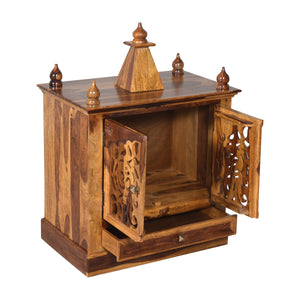 Jam Sheesham Wood Prayer Unit in Teak Finish
