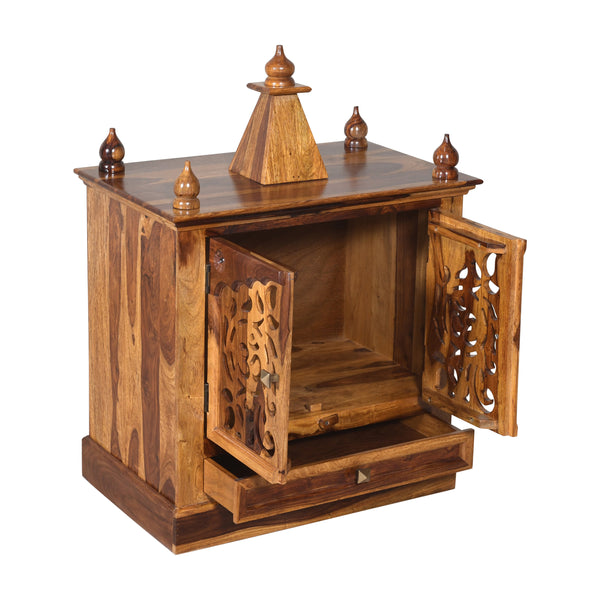 Jam Sheesham Wood Prayer Unit in Teak Finish