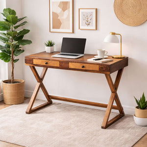lipo Sheesham Wood Study Table in Teak Finish