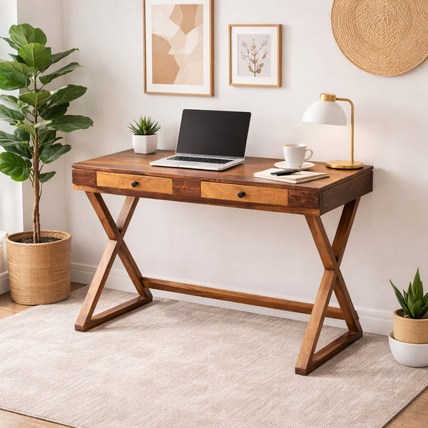 lipo Sheesham Wood Study Table in Teak Finish