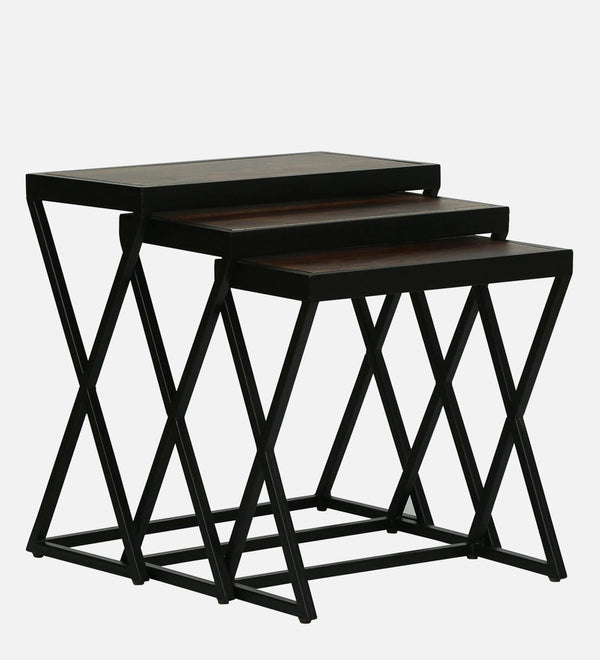 Nugent Sheesham Wood Nest Of Tables In Honey Oak Finish