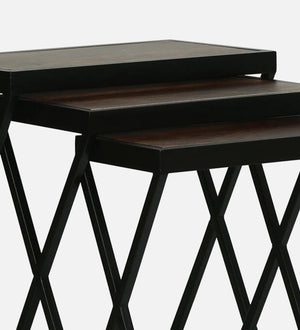 Nugent Sheesham Wood Nest Of Tables In Honey Oak Finish