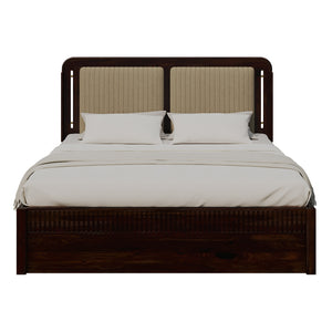Lotus Sheesham Wood Queen Size Bed In Walnut FinishWith Drawer Storage (60 x 78 inches)